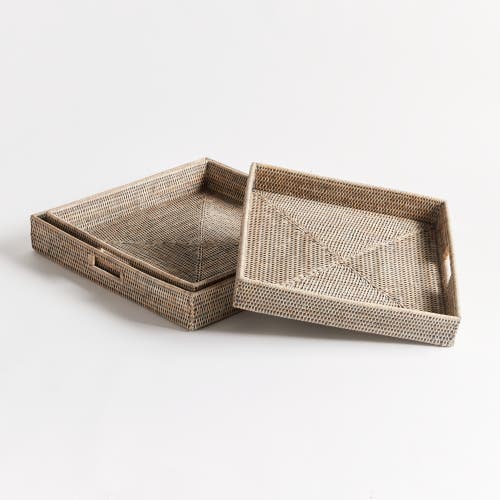 Napa Home & Garden Burma Rattan Ottoman Decorative Trays Set Of 3 In Brown
