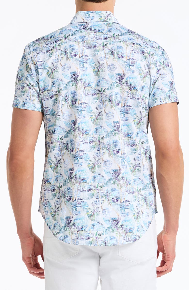 Robert Graham Short Sleeve Cotton Button-Up Shirt, Alternate, color, Blue Multi