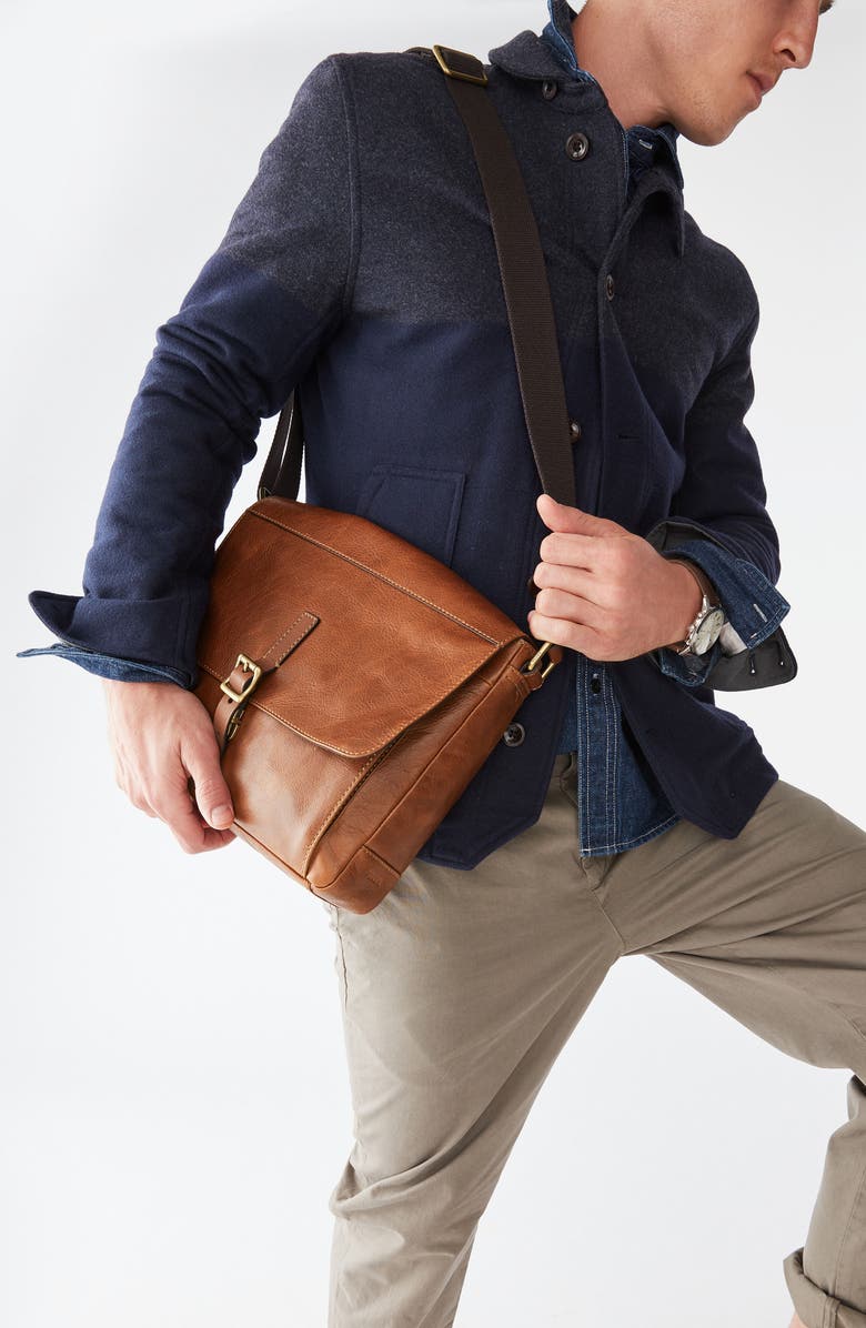 Fossil Defender Leather Messenger Bag, Alternate, color,