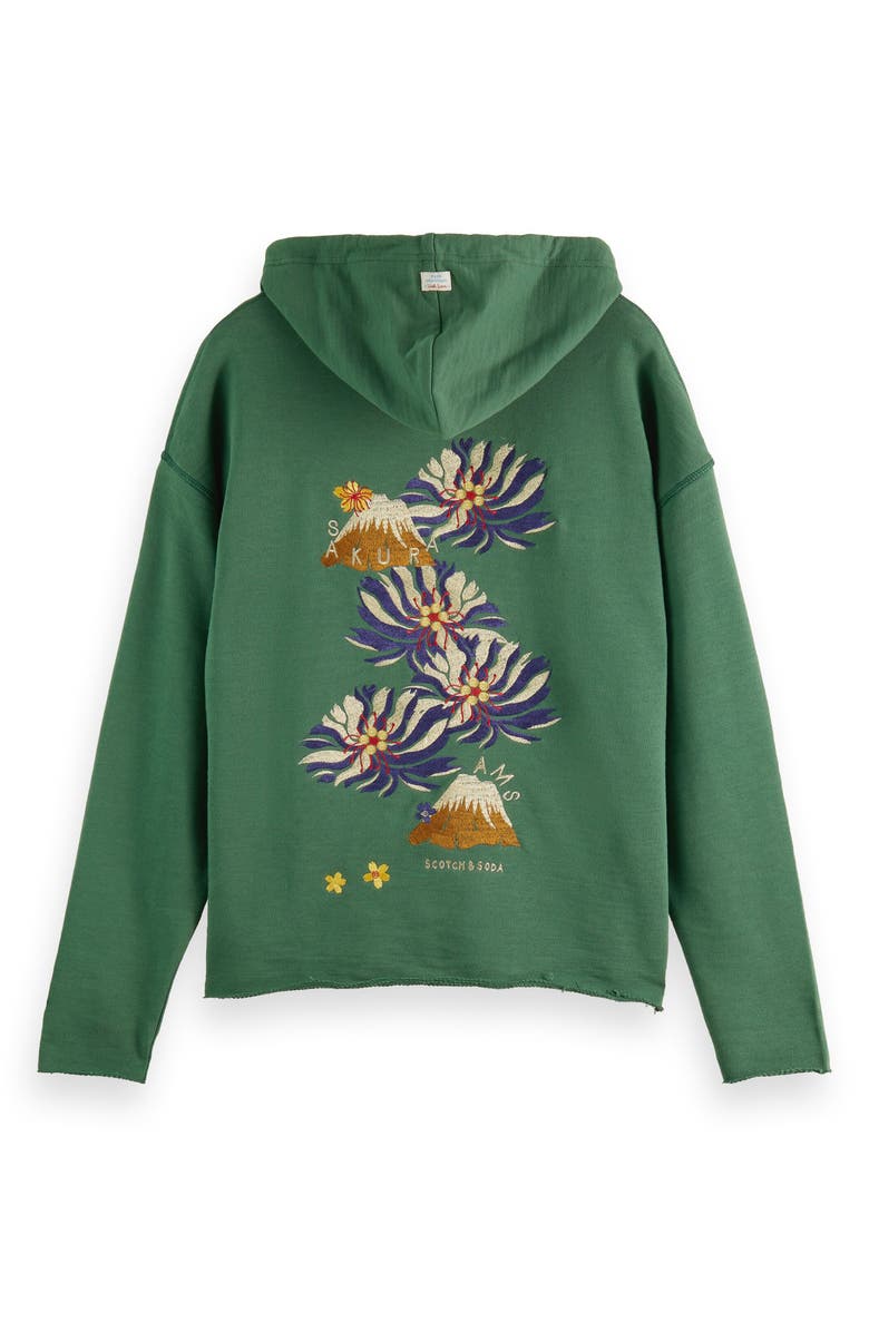 Scotch & Soda Sakura Embroidered Organic Cotton Hoodie, Alternate, color,