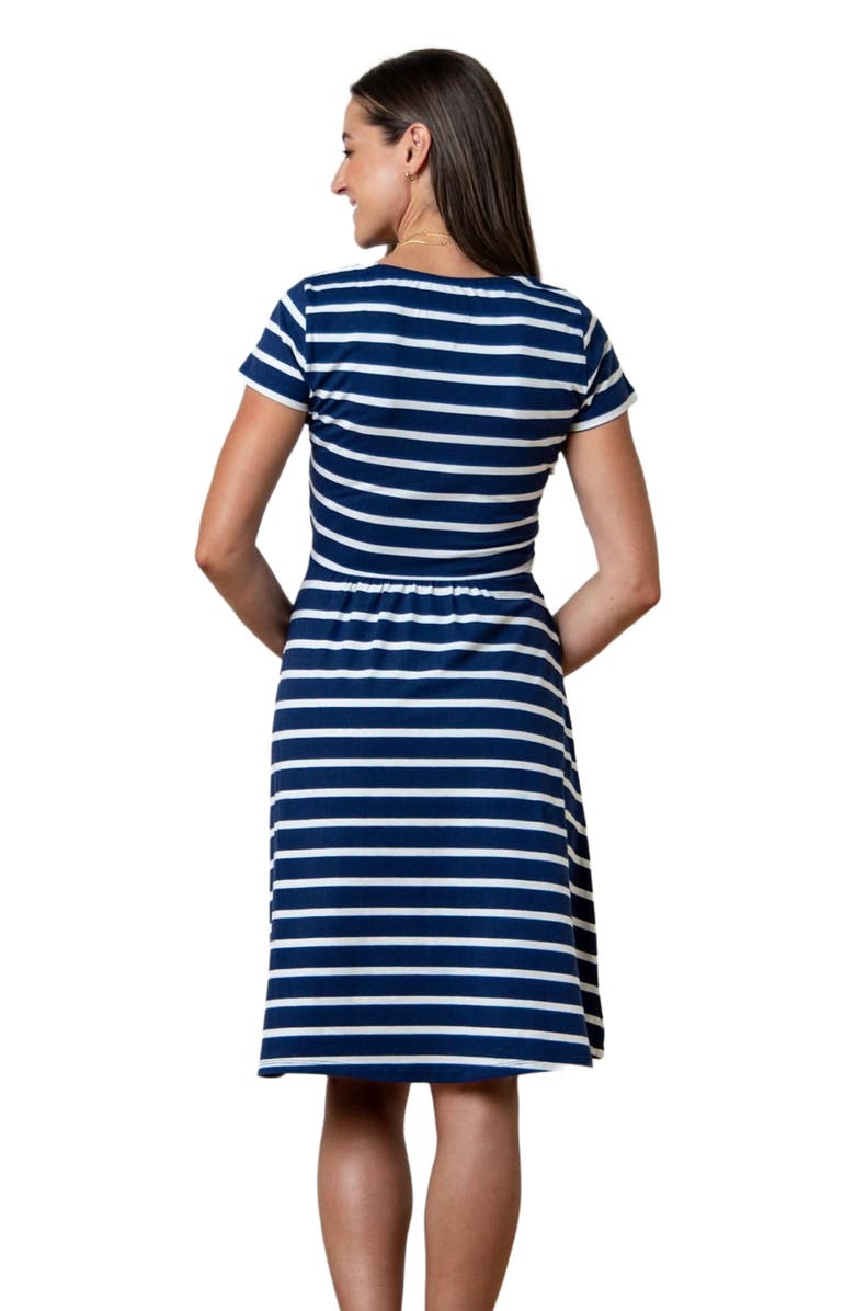 Hope & Henry Women's Organic Tie-Waist Knit Dress, Alternate, color, Navy With White Stripe