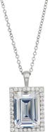 SAVVY CIE JEWELS Emerald Cut Cubic Zirconia Halo Pendant Necklace