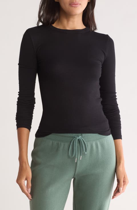 Long Sleeve Rib Knit T-Shirt