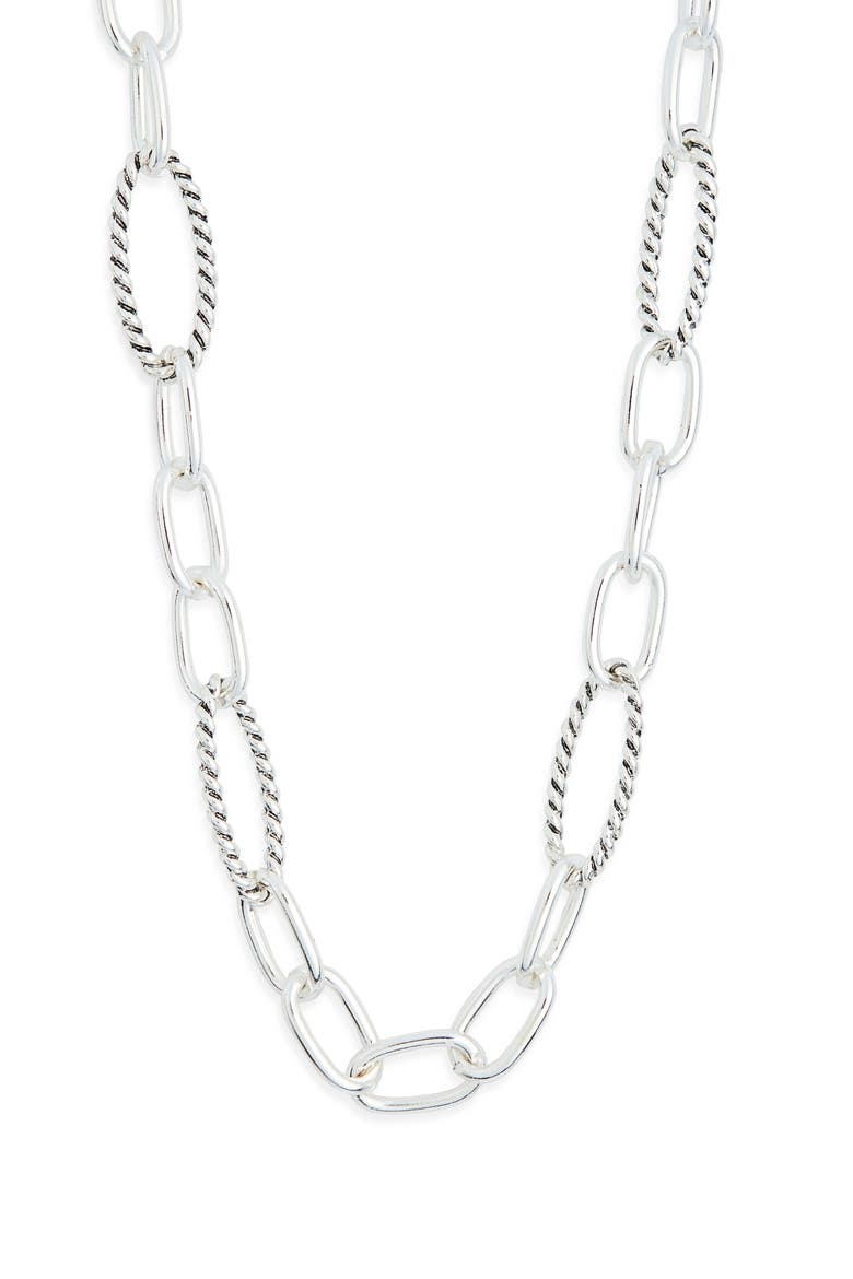 Textured Mixed Link Chain Necklace, Main, color, SILVER