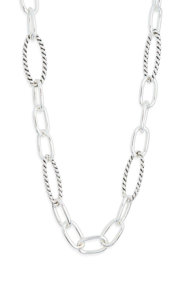 NORDSTROM RACK Textured Mixed Link Chain Necklace, Main, color, Silver