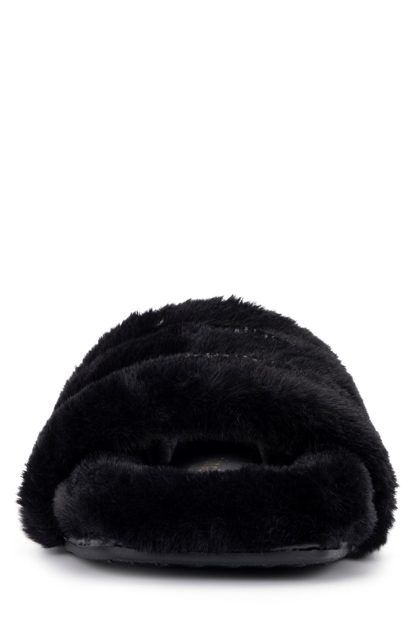 TORGEIS Claudia Faux Fur Slide Slipper, Alternate, color, Black