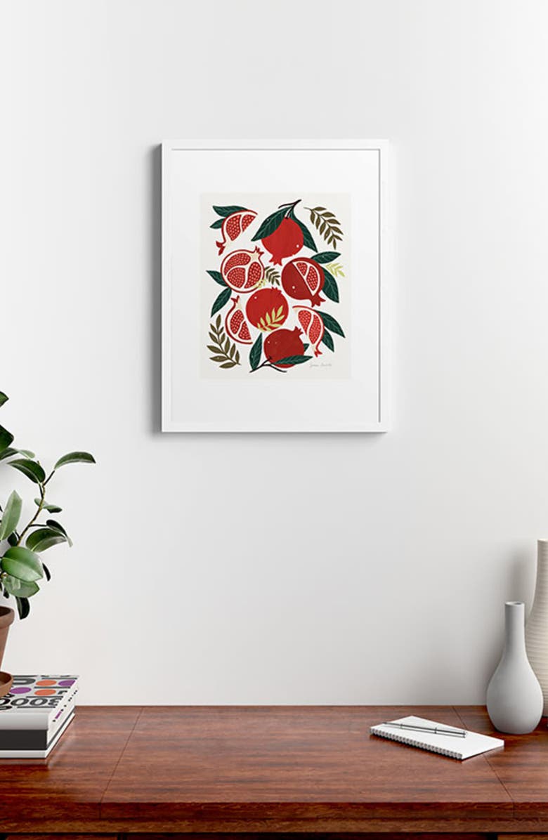 Deny Designs Pomegranates Pattern Framed Art Print, Alternate, color, Red/ Green