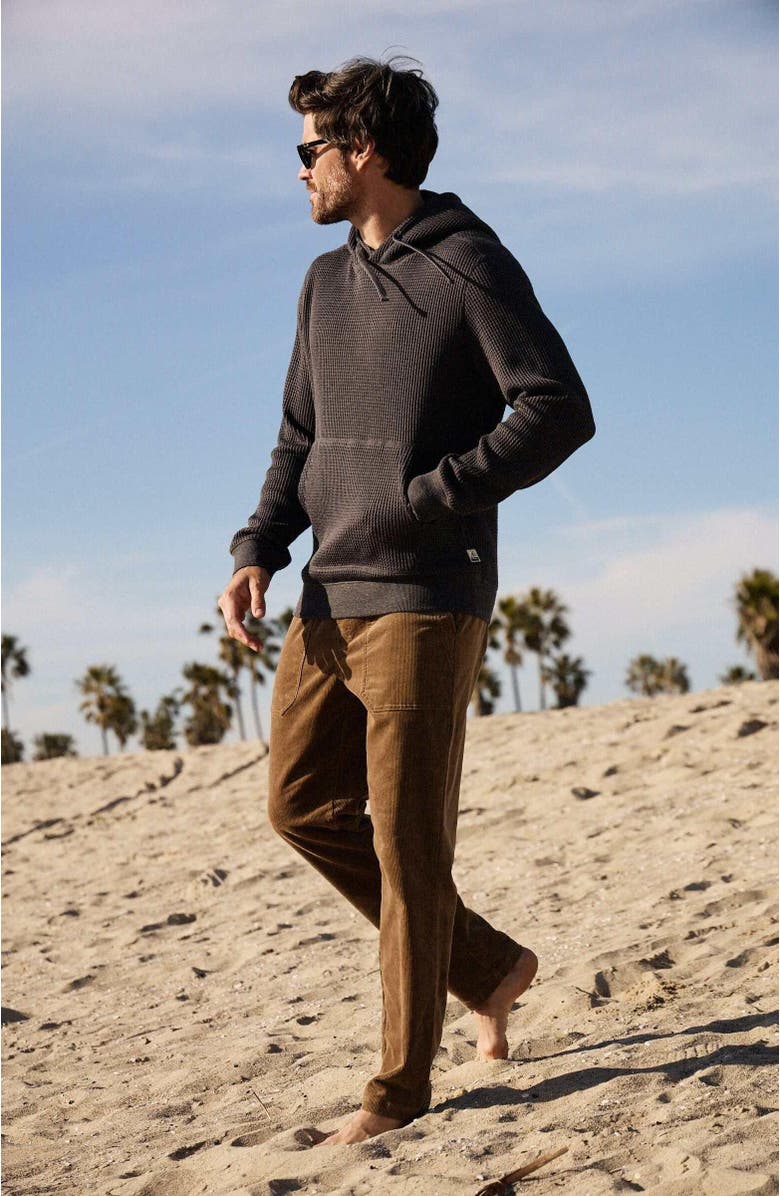 Surfside Supply Co. Ivan Waffle Thermal Hoodie, Alternate, color, Charcoal Heather