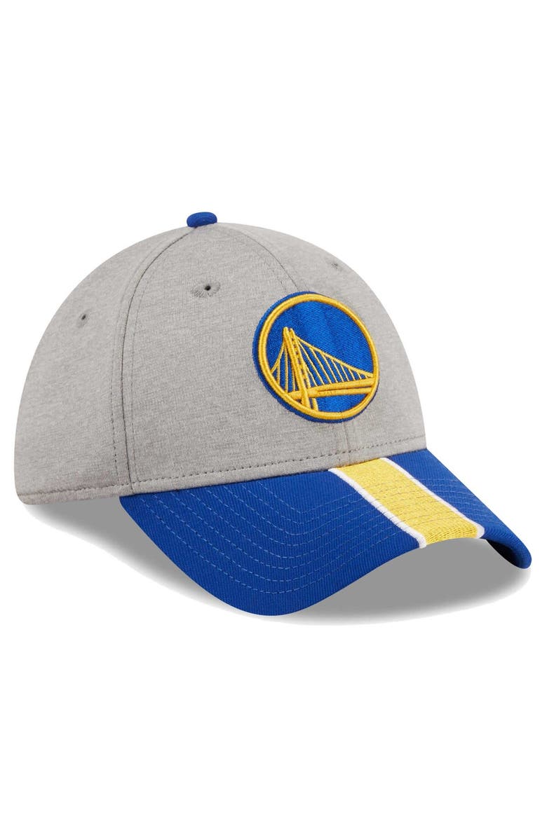 New Era Men's New Era Gray/Royal Golden State Warriors Striped 39THIRTY Flex Hat, Alternate, color, Gray
