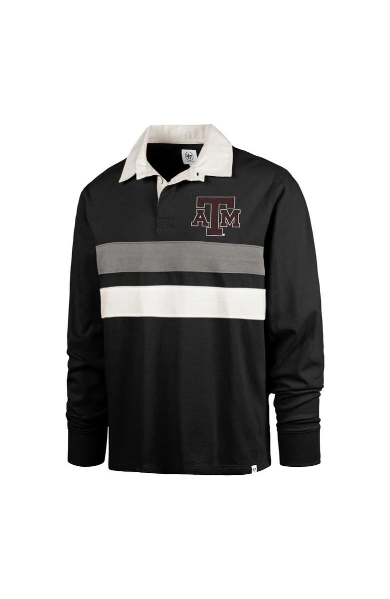 '47 Men's '47 Black Texas A&M Aggies Clubhouse Knox Thames Long Sleeve Rugby Polo, Alternate, color, Black