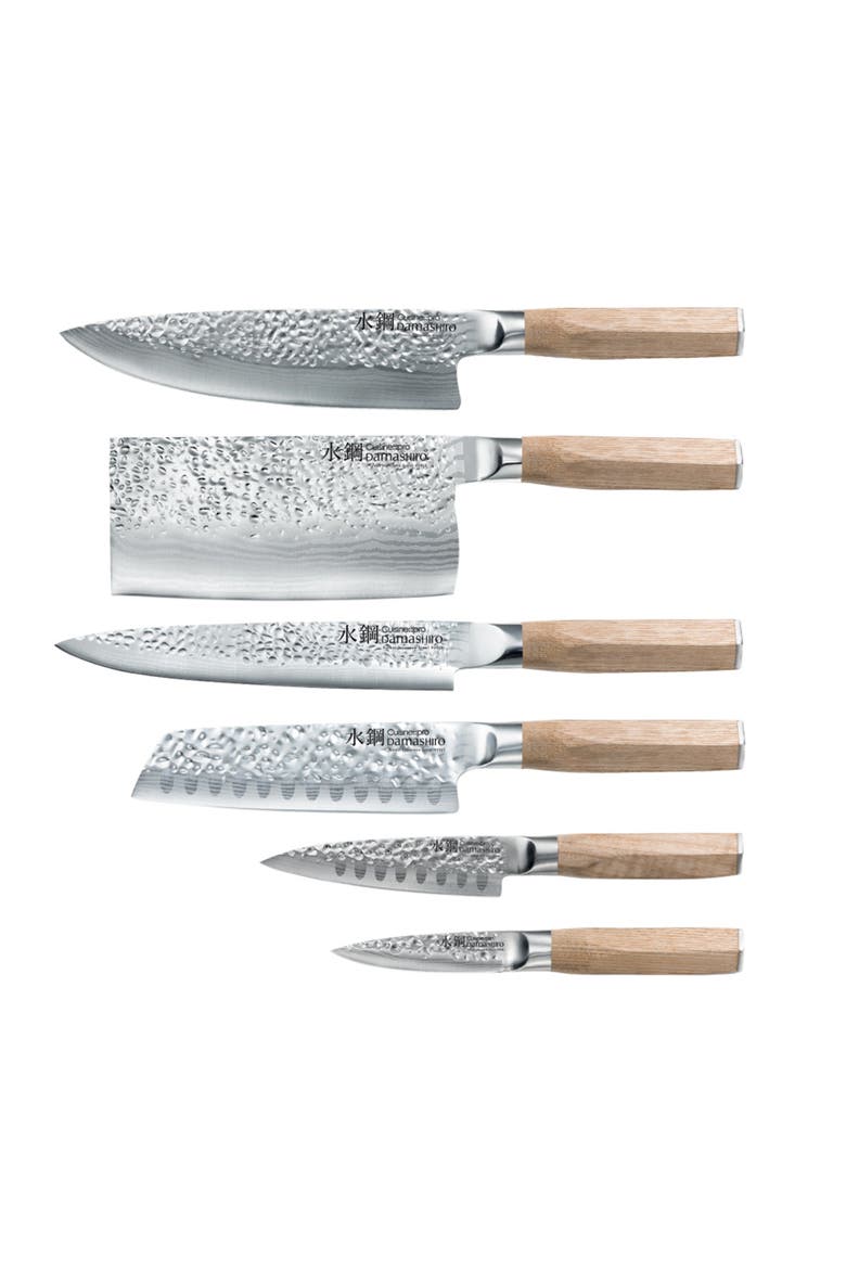 Damashiro EMPEROR® Hikari Ash 7-Piece knife block, Alternate, color, Silver