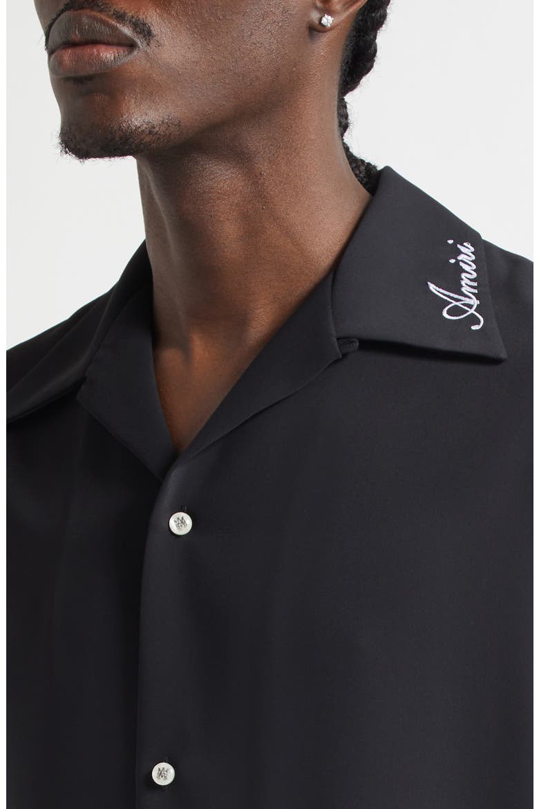 Logo Embroidered Camp Shirt, Alternate, color, BLACK