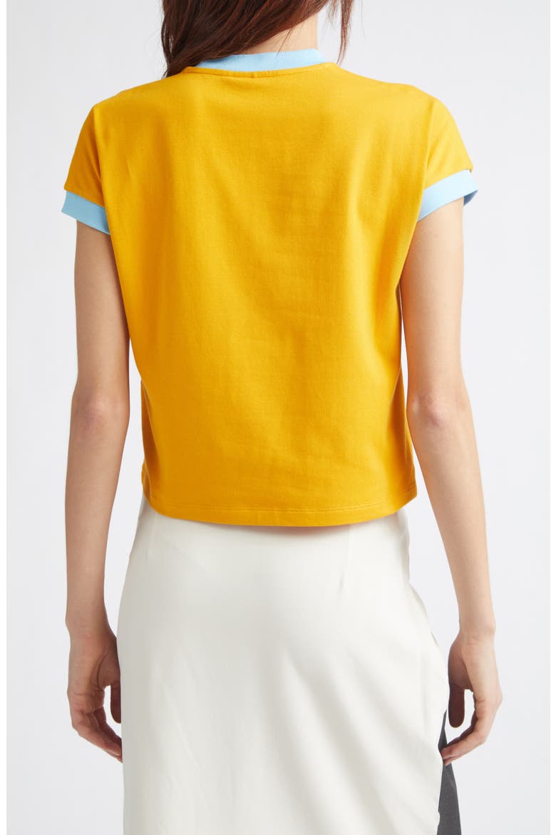 Cotton Ringer V-Neck T-Shirt, Alternate, color, YELLOW AZURE BLUE
