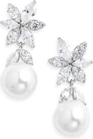 Nadri Under the Sea Cubic Zirconia & Faux Pearl Drop Earrings