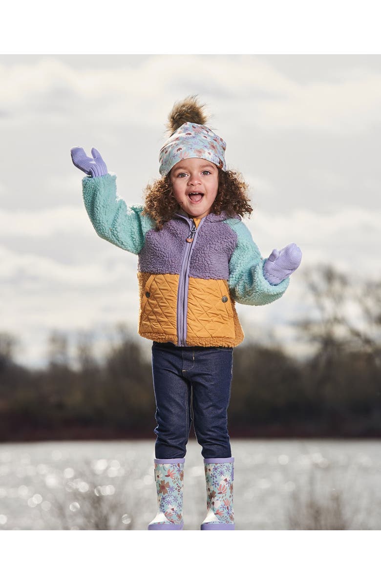 Deux par Deux Little Girl's Mid-Season Colorblock Jacket Lilac, Pale Turquoise, And Yellow, Alternate, color, 