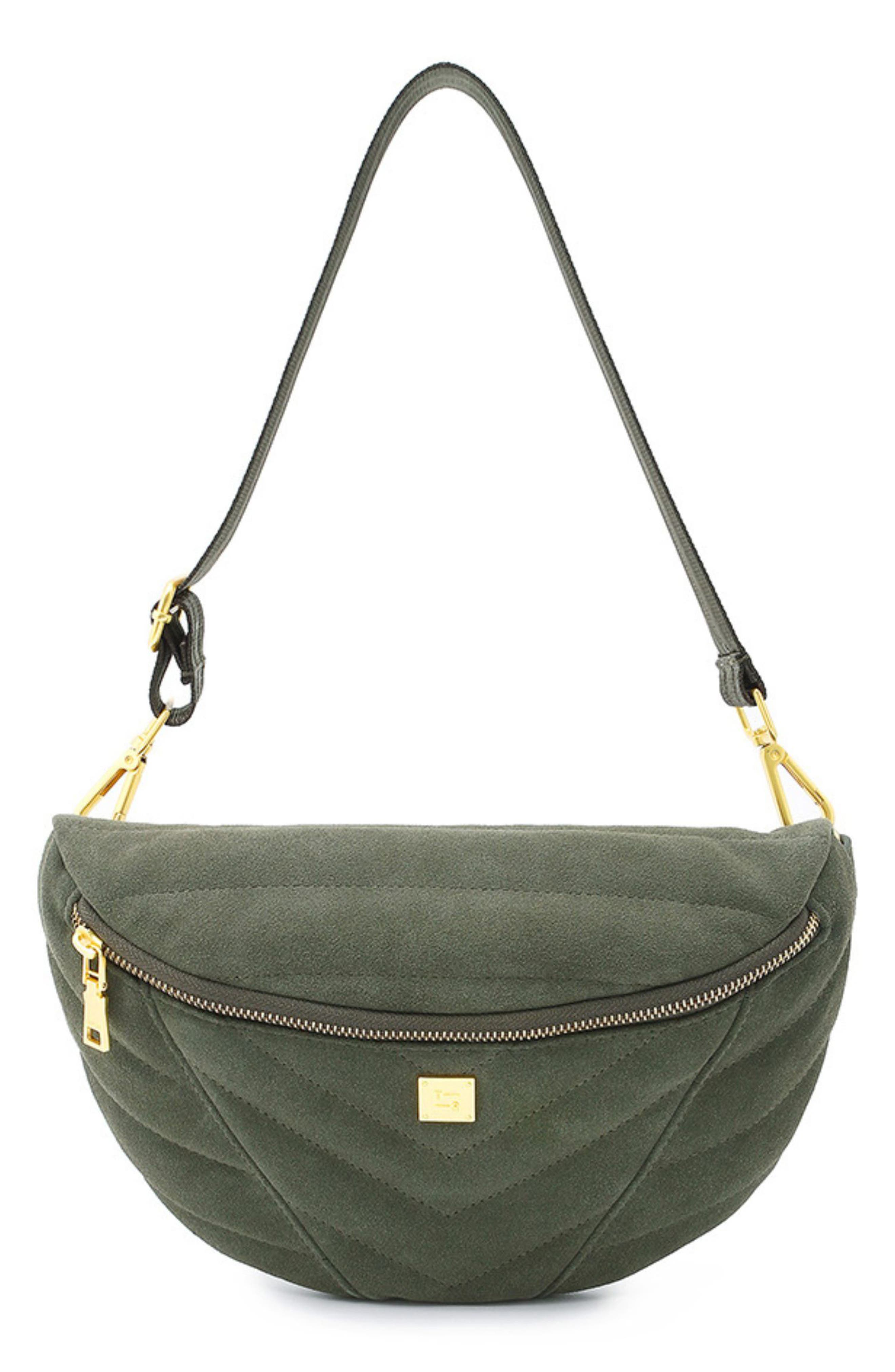 Little Runaway Suede Belt Bag, Main, color, OLIVE BRANCH SUEDE