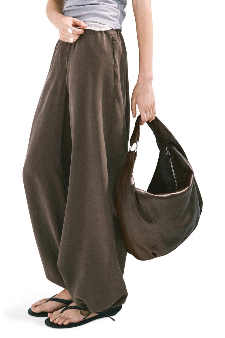 Elastic Waist Baggy Wide Leg Pants, Main, color, CHOCOLATE
