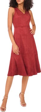 Vince Camuto Faux Suede Fit & Flare Dress