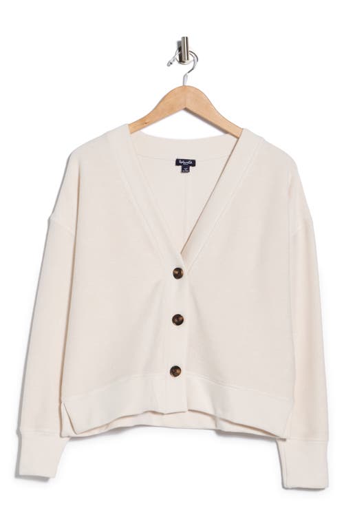 Splendid Reversed Terry V-neck Cardigan In Neutral