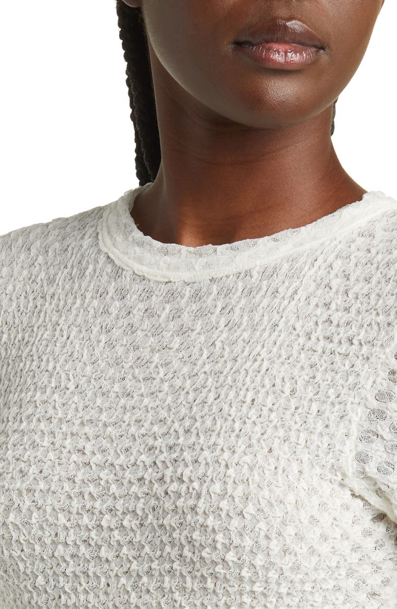 FRAME Textured Semisheer Mesh T-Shirt, Alternate, color, Off White