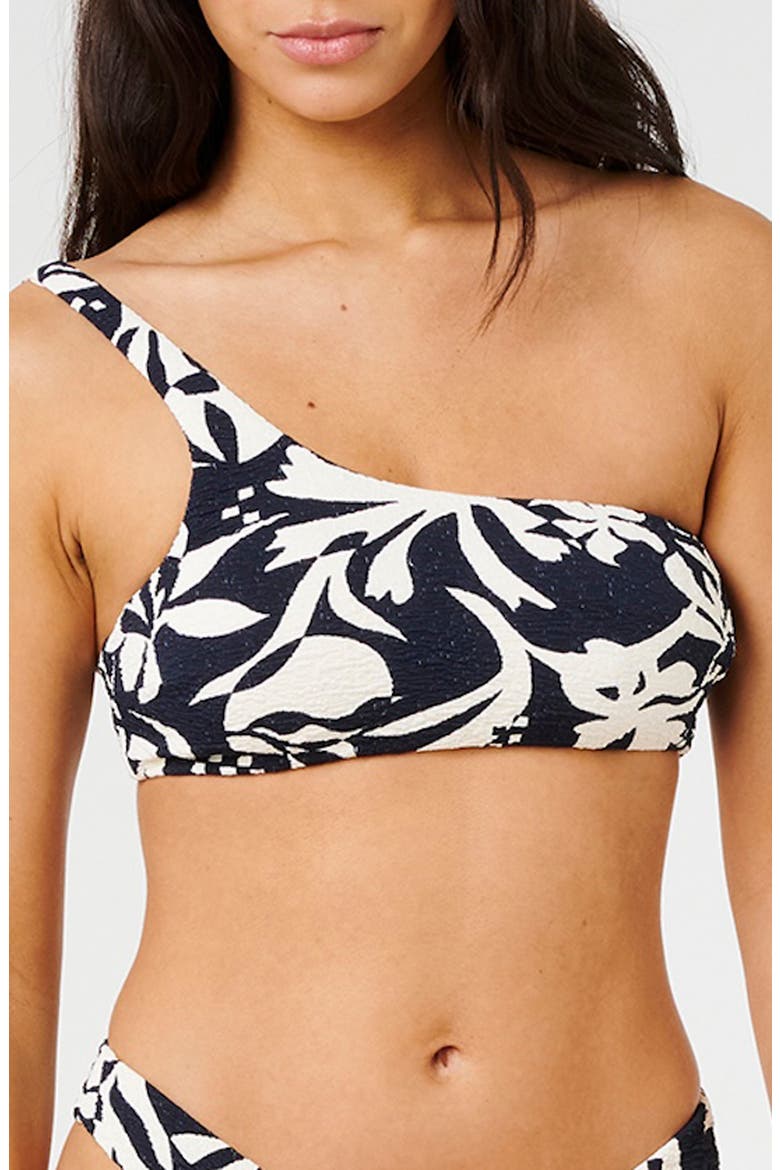 Topanga Geo Crop One-Shoulder Bikini Top, Main, color, BLACK
