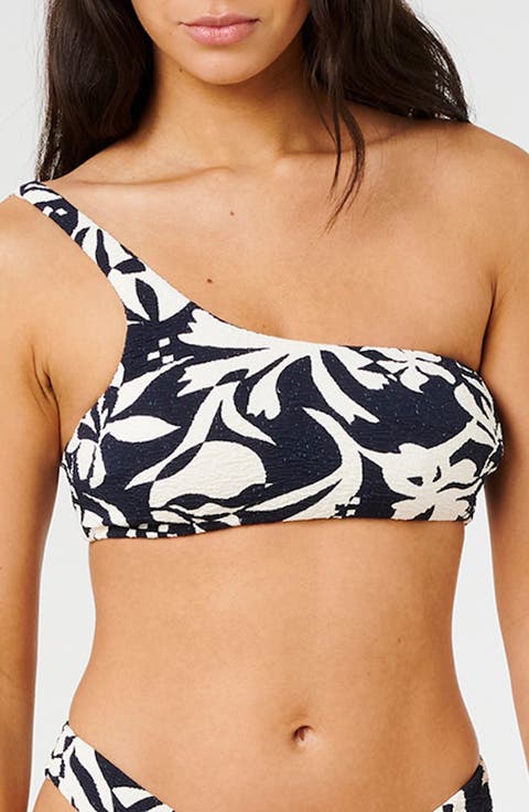 Topanga Geo Crop One-Shoulder Bikini Top