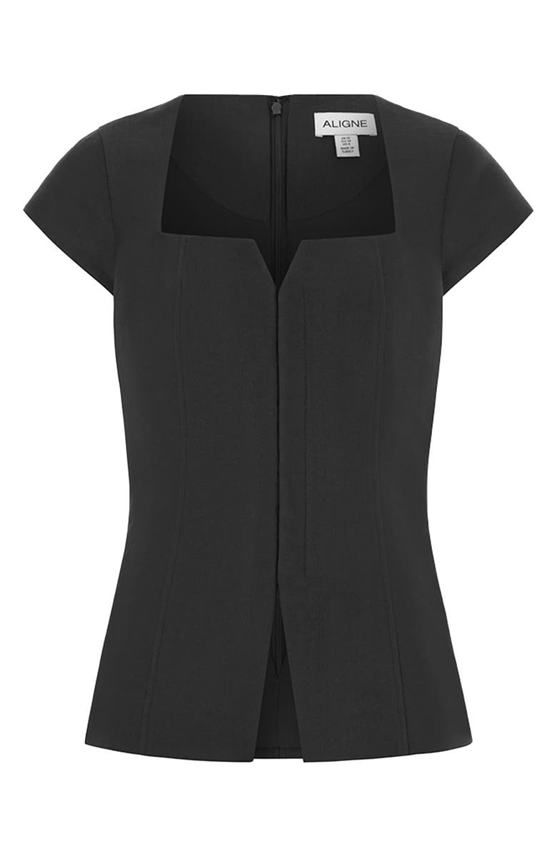 ALIGNE Mars Squar Neck Top, Alternate, color, Black