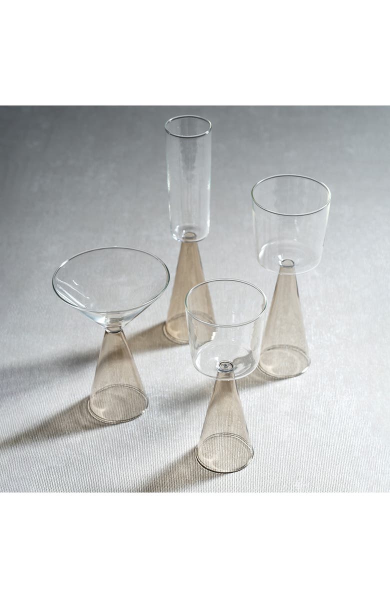 Zodax Viterbo Set of 4 Champagne Flutes, Alternate, color, Clear/ Gray