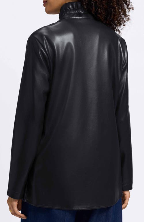 Foxcroft Carolina Faux Leather Button-up Shirt Jacket In Black