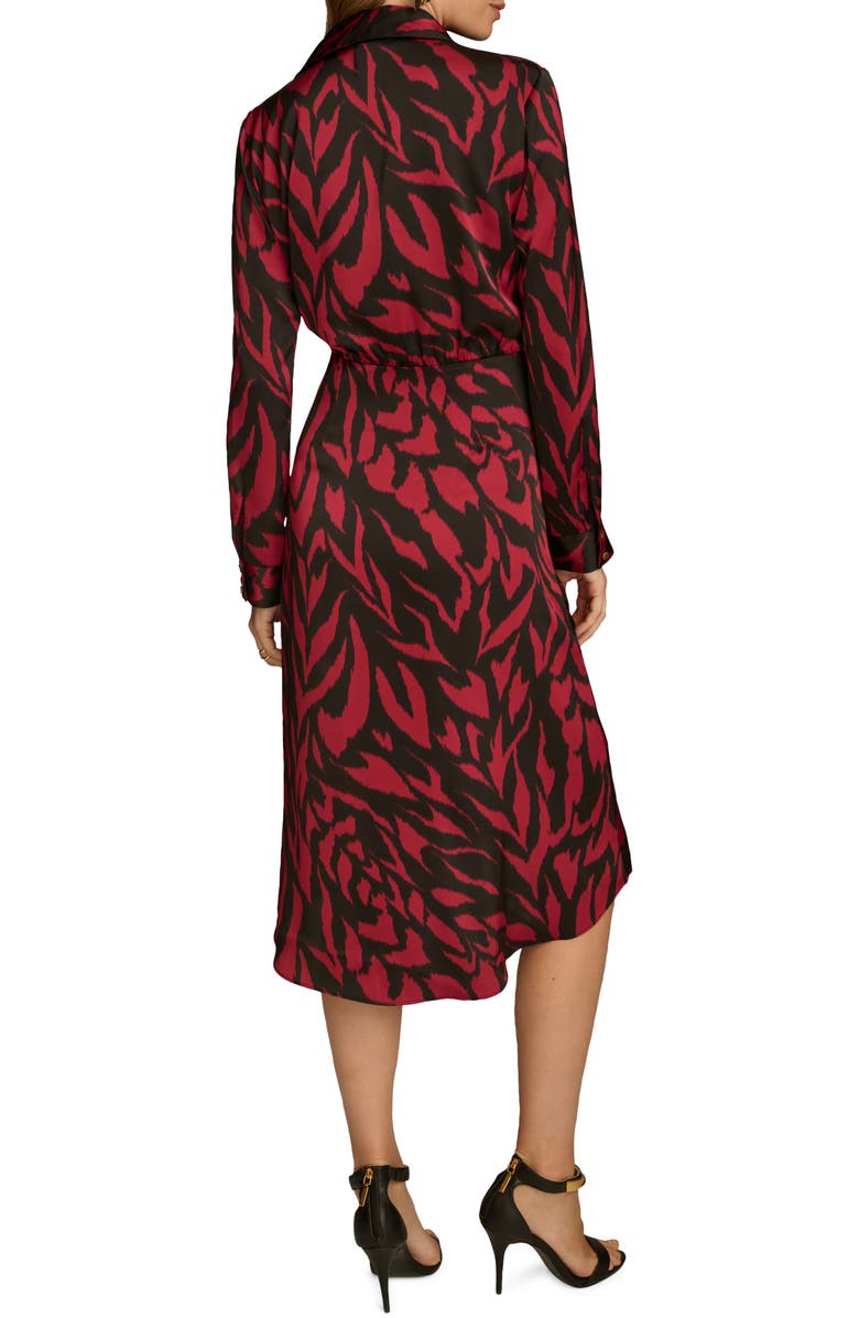 Donna Karan New York Abstract Print Tie Waist Long Sleeve Shirtdress, Alternate, color,