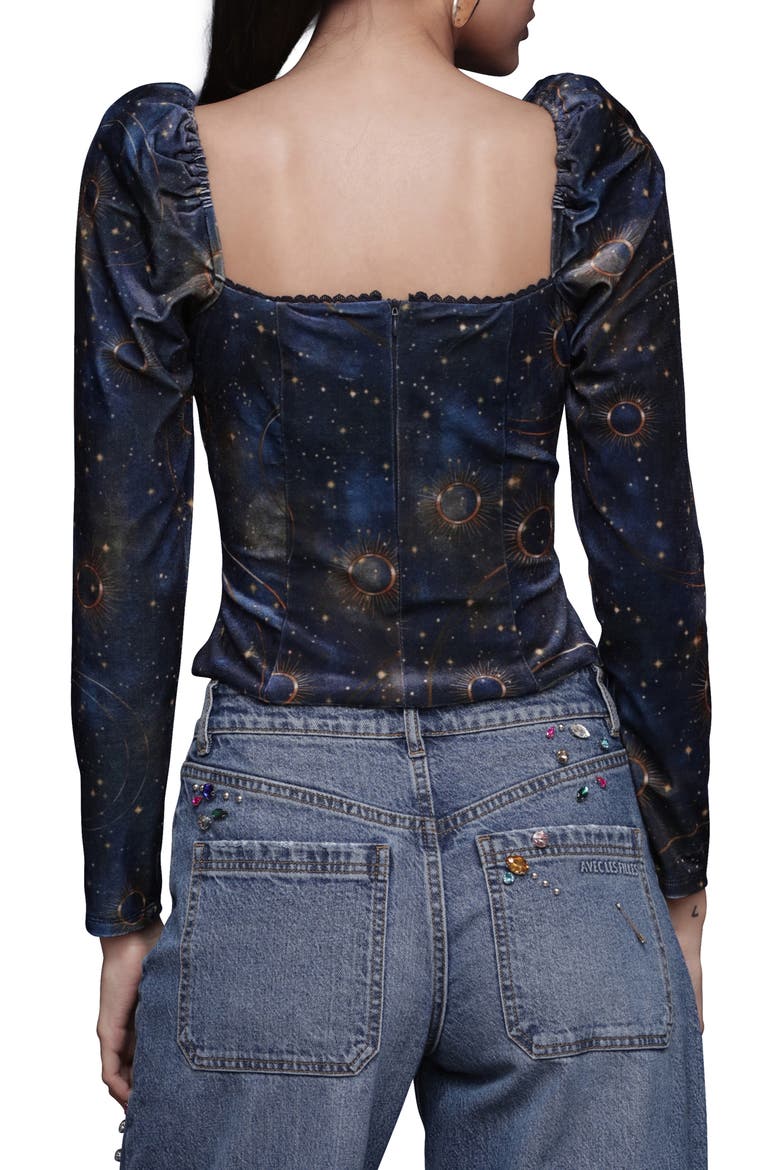 Renaissance Romance Long Sleeve Shirt, Alternate, color, GOLD CELESTIAL BAROQUE