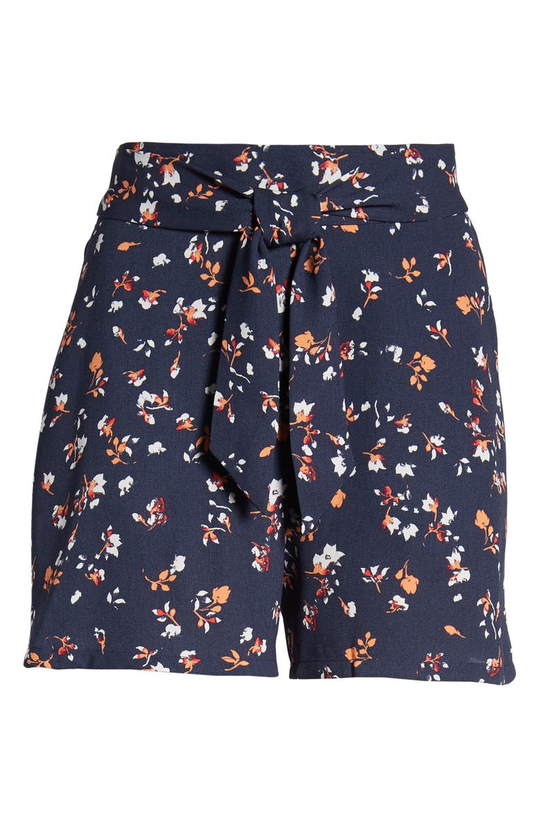 BP. Tie Front Floral Print Shorts, Alternate, color, 