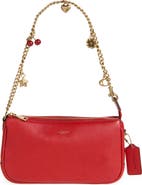 COACH Plaza Leather Bag with Charm Chain Strap