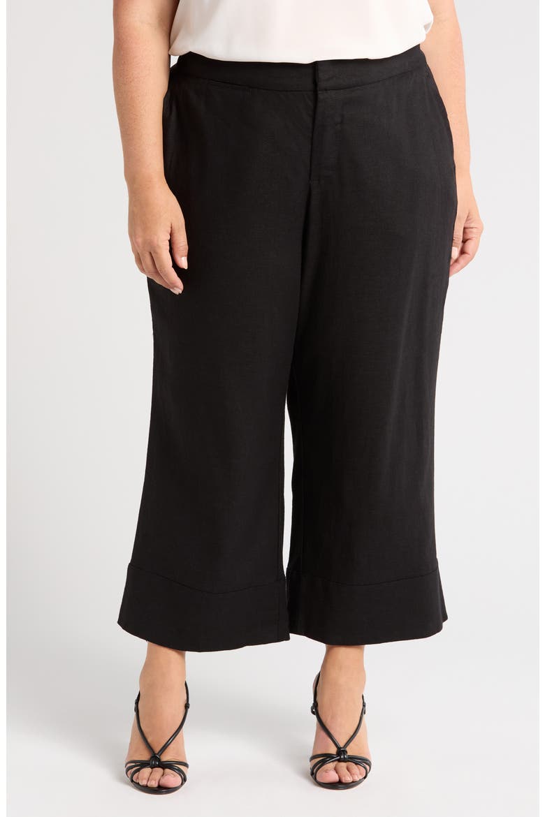 Courtyard Linen Blend Capri Pants, Main, color, BLACK