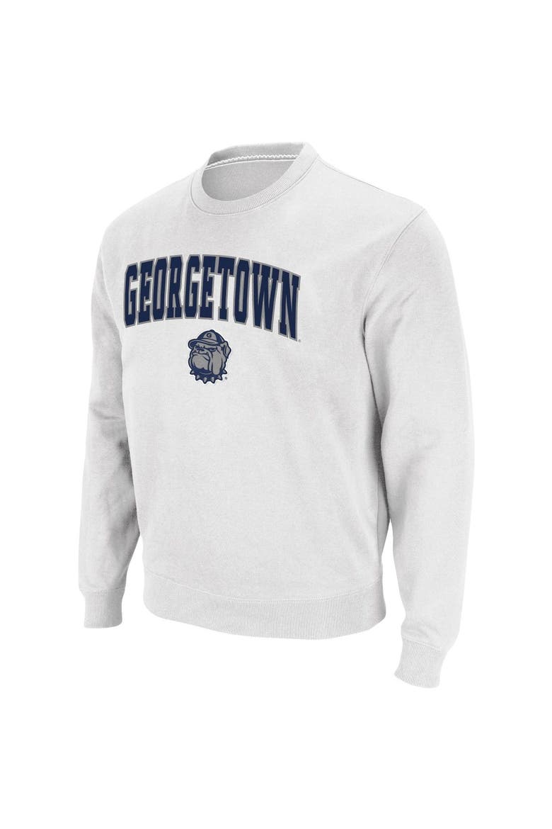 Men's Colosseum White Georgetown Hoyas Arch & Logo Tackle Twill Pullover Sweatshirt, Alternate, color, White