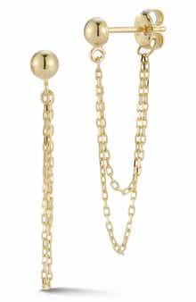 Ember Fine Jewelry 14K Yellow Gold Chain Drop Front/Back Earrings