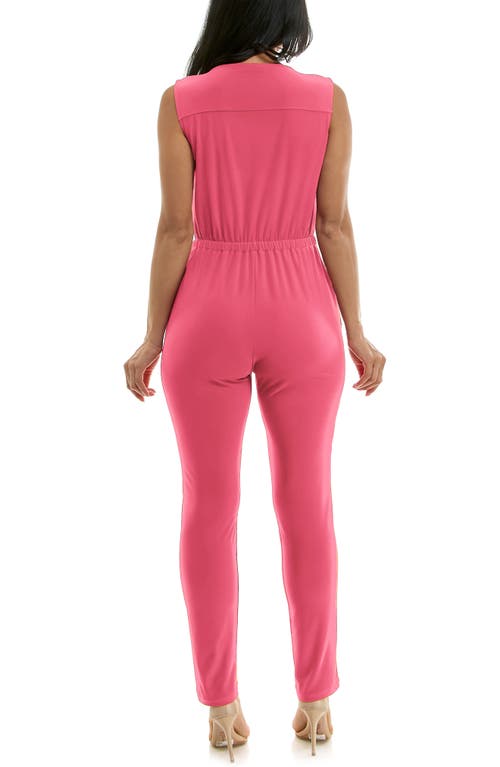 Nina Leonard Sleeveless Jumpsuit In Pink