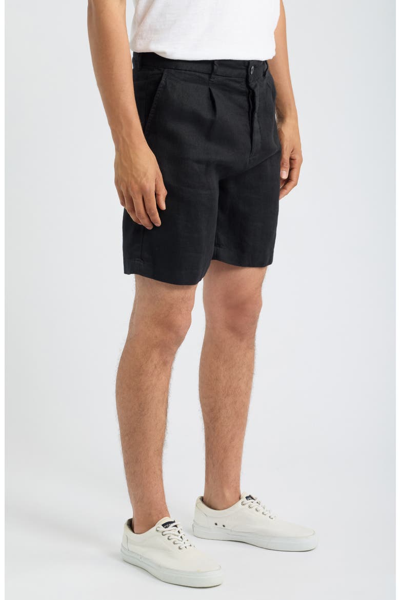 Alta Pleated Linen Shorts, Alternate, color, NIGHT