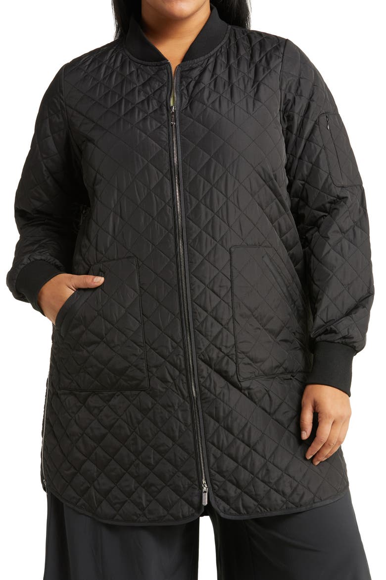 Recycled Polyester Quilted Jacket, Alternate, color, BLACK