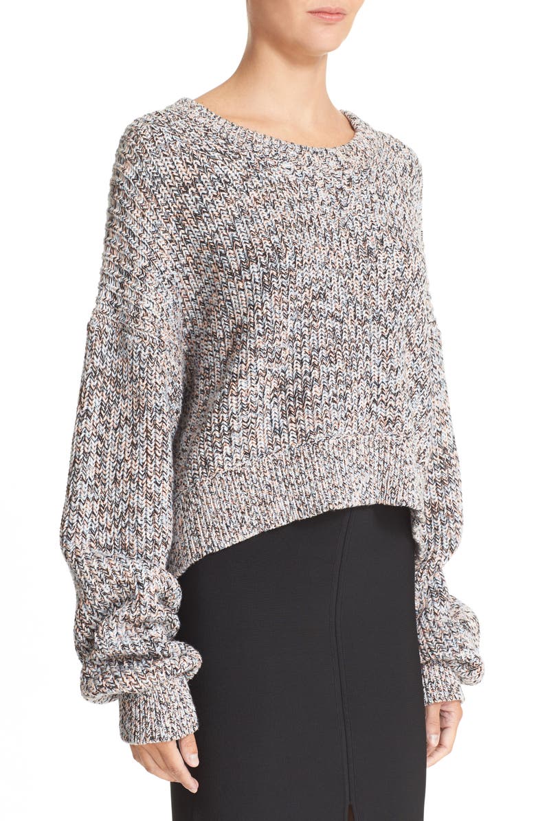 alexanderwang.t T by Alexander Wang Crop Cotton Sweater, Alternate, color,