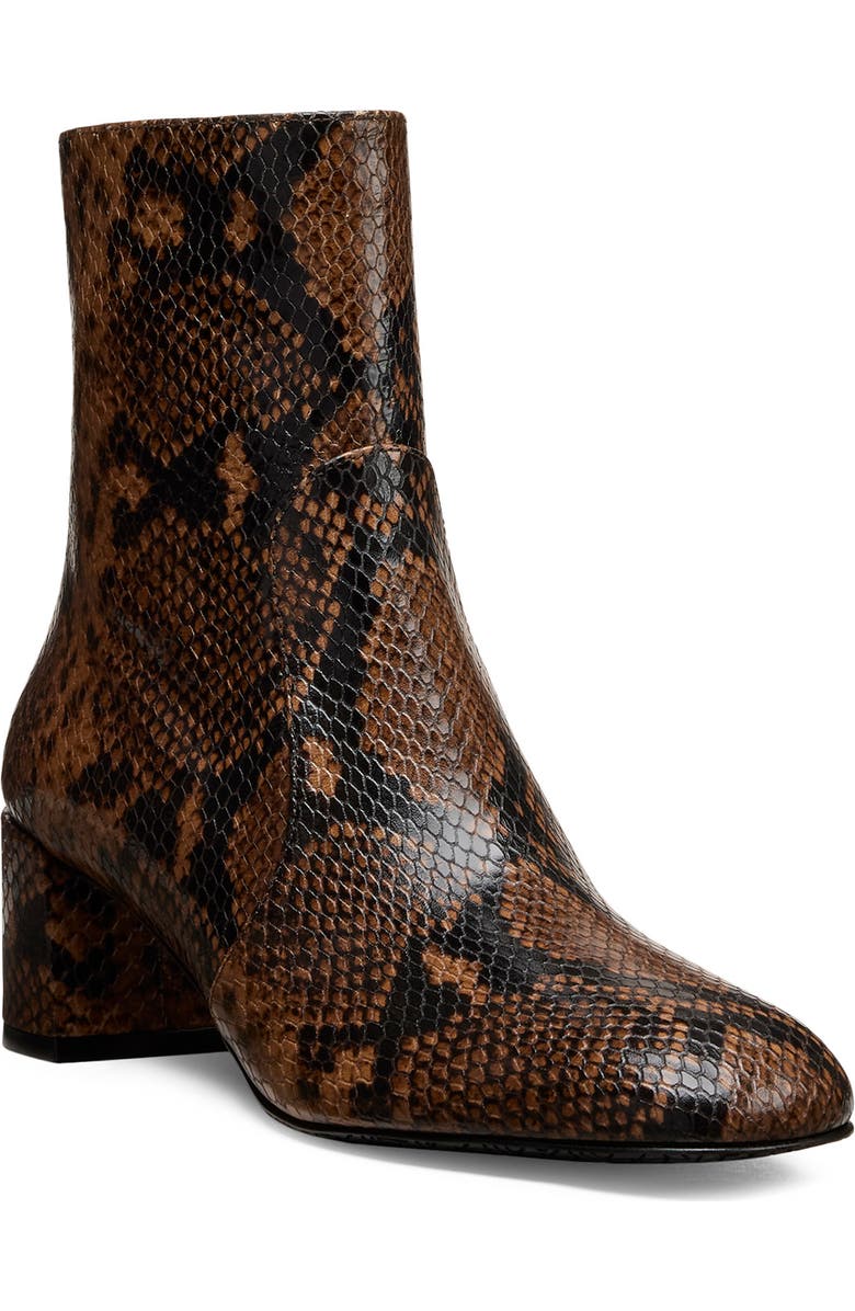 Stuart Weitzman Maeve Snakeskin Embossed Bootie, Main, color, Espresso