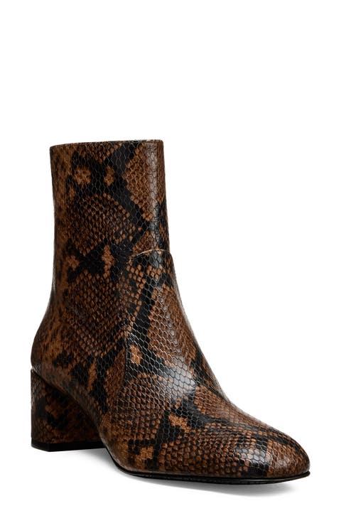 Maeve Snakeskin Embossed Bootie (Women)