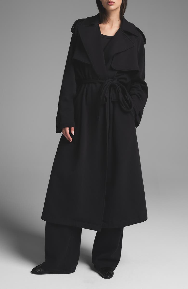 SKIMS Fleece Trench Coat, Main, color, Onyx