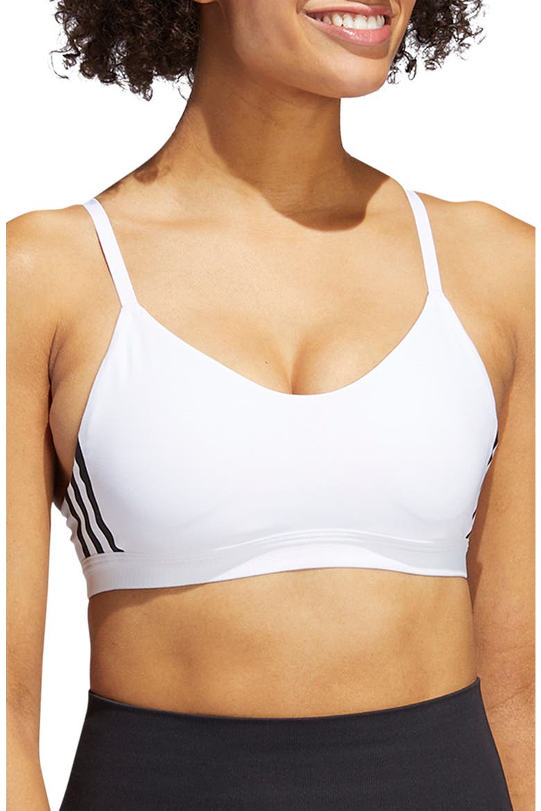 Aeroready 3-Stripes Sports Bra, Main, color, WHITE/ BLACK