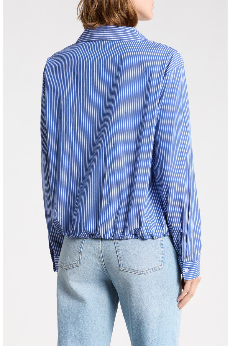 Marin Stripe Cotton Crop Bubble Hem Shirt, Alternate, color, ROTAL NIGHT