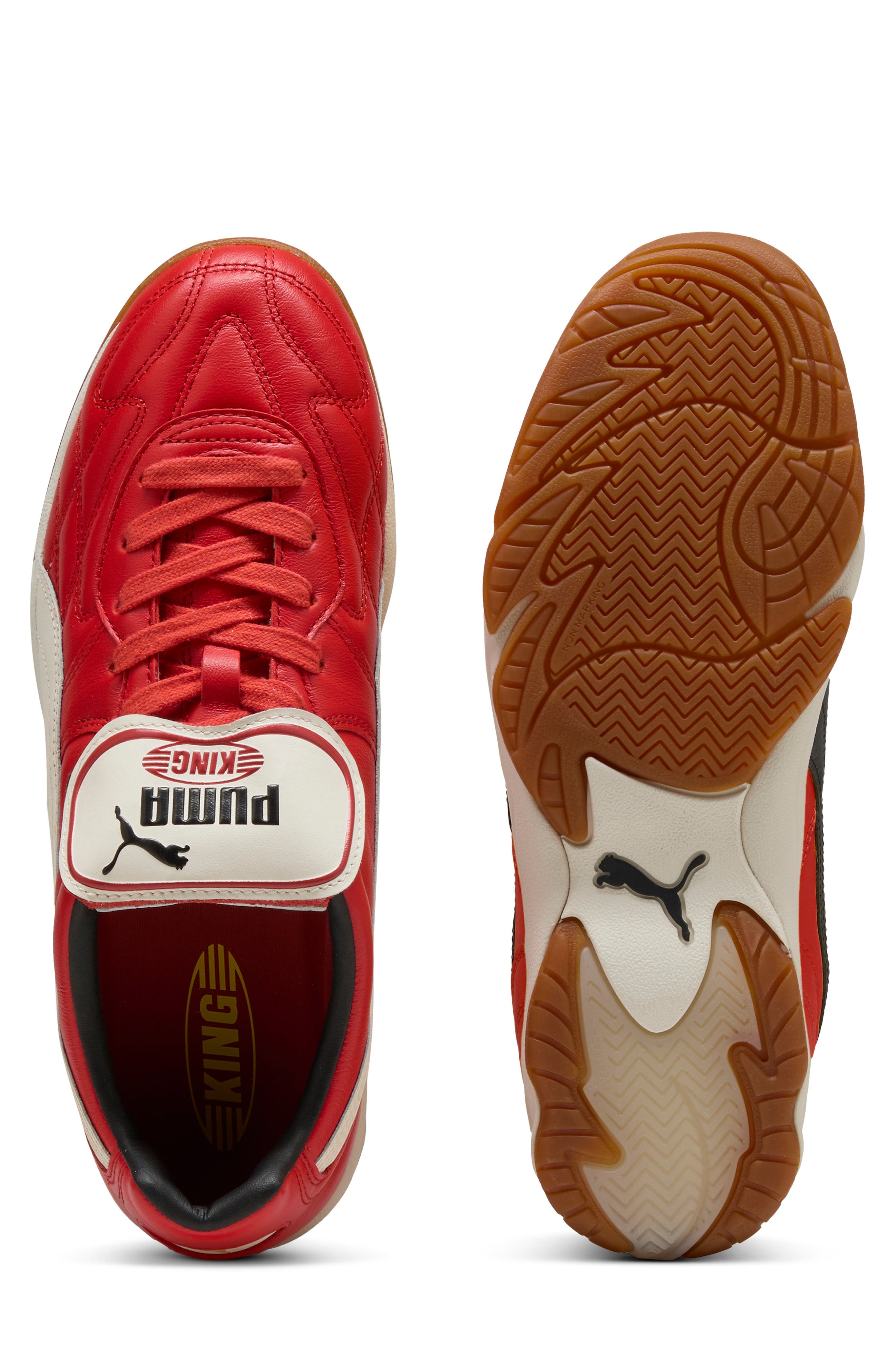 King Indoor Soccer Sneaker, Alternate, color, RED FIRE-FROSTED IVORY