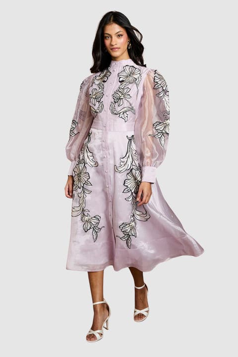 Petite Embroidered Midi Dress
