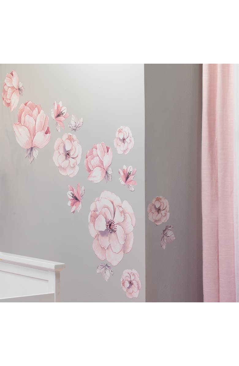 Lambs & Ivy Signature Botanical Baby Watercolor Floral Wall Decals, Alternate, color, Pink