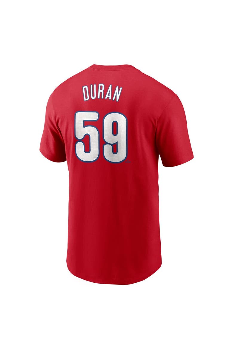 Men's Nike Jhoan Duran Red Philadelphia Phillies Fuse Name & Number T-Shirt, Alternate, color, Red