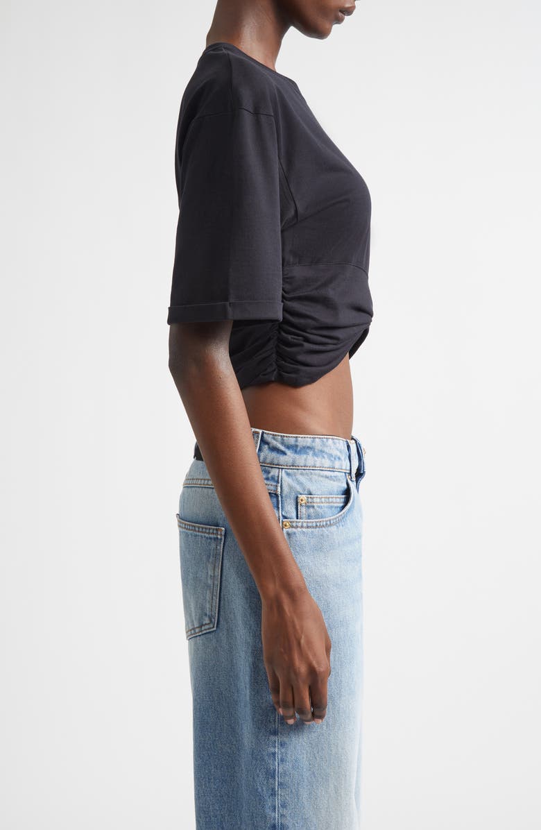 Balmain Knotted Crop Top, Alternate, color, Black/ Beige